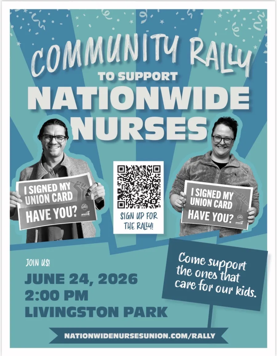 Flyer for rally on June 24 at 2:00 to support Nationwide nurses